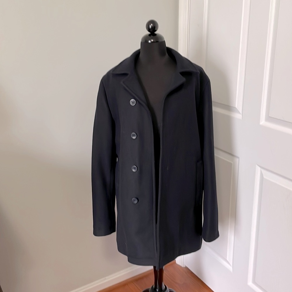 American Eagle Outfitters, navy blue, Men’s pea coat in size M. Worn once. - Picture 3 of 6